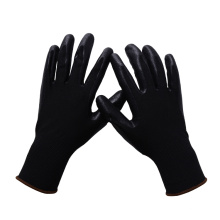 Nitrile half coated black  working safety gloves nitrile prices